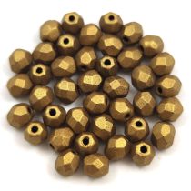   Cseh csiszolt golyó gyöngy - Matte Metallic Antique Gold - 4mm