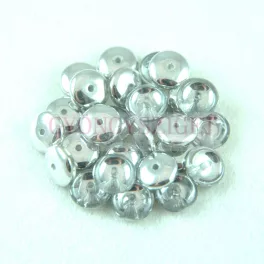 Lentil - Czech Glass bead - Crystal Silver - 6mm
