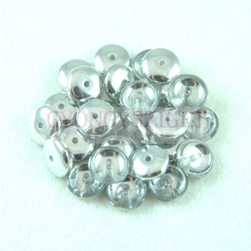 Lentil - Czech Glass bead - Crystal Silver - 6mm