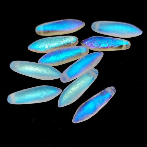 Dagger - Czech Glass Bead - Etched Crystal AB - 5x16mm