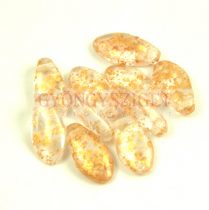   Lándzsa (szirom) cseh préselt üveggyöngy - Crystal Rose Gold Patina - 6x12mm