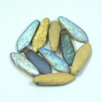   Lándzsa (szirom) cseh préselt üveggyöngy - etched crystal golden rainbow -5x16mm