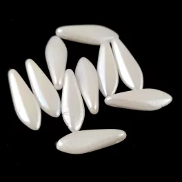 Dagger - Czech Glass Bead - White Luster - 5x16mm