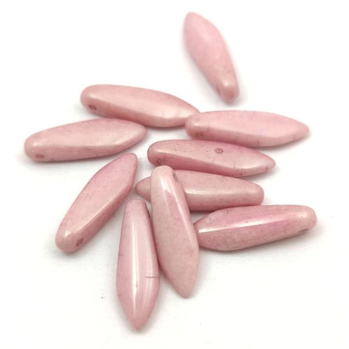 Dagger - Czech Glass Bead - Alabaster Pink Luster -5x16mm