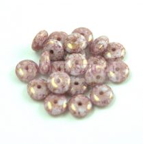 Lentil - Czech Glass bead - Alabaster Rose Gold Luster - 6mm