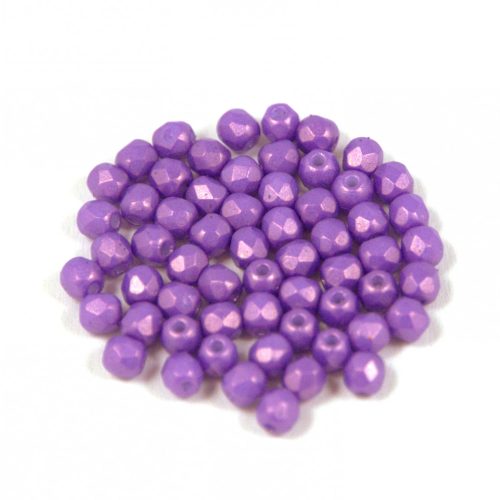 Czech Firepolished Round Glass Bead - gold shine orchid - 3mm