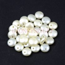   Lentil with Asymetrical Hole - Czech Glass Bead - Pastel Light Cream - 6mm