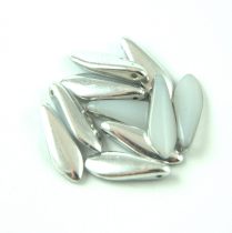   Lándzsa (szirom) cseh préselt üveggyöngy - Alabaster Silver - 5x16mm