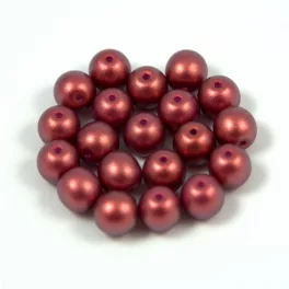   Czech Pressed Round Glass Bead - pommegranate golden shine - 8mm