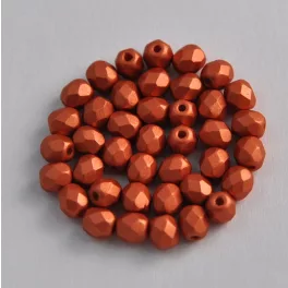   Czech Firepolished Round Glass Bead - metal polichrome bronzee - 4mm