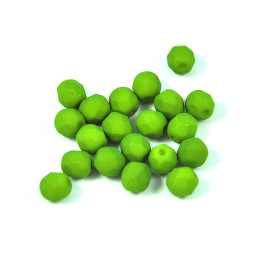 Cseh csiszolt golyó gyöngy -  Silk Satin Green Pea - 6mm