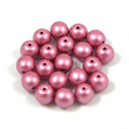 Cseh préselt gyöngy - Powder Rose Metallic Satin - 8mm