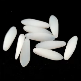 Dagger - Czech Glass Bead - White Alabaster Matt - 5x16mm