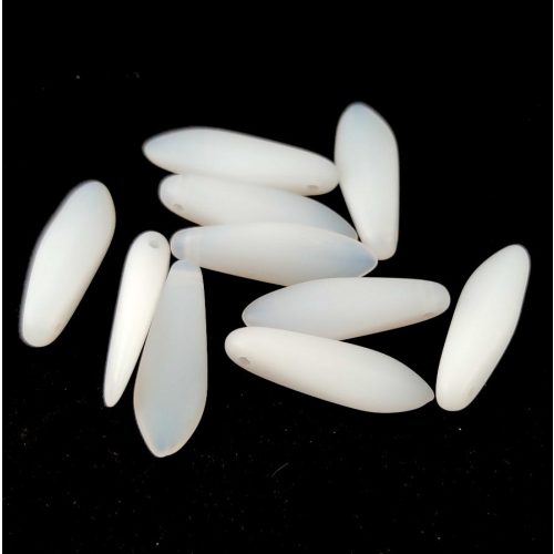 Lándzsa (szirom) cseh préselt üveggyöngy - White Alabaster Matt - 5x16mm