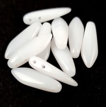   Préselt lándzsa (szirom) gyöngy két lyukkal - fehér opál -5x16mm