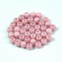 Czech Pressed Round Glass Bead - white pink luster-4mm