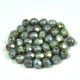 Czech Firepolished Round Glass Bead - green-brown marble-6mm