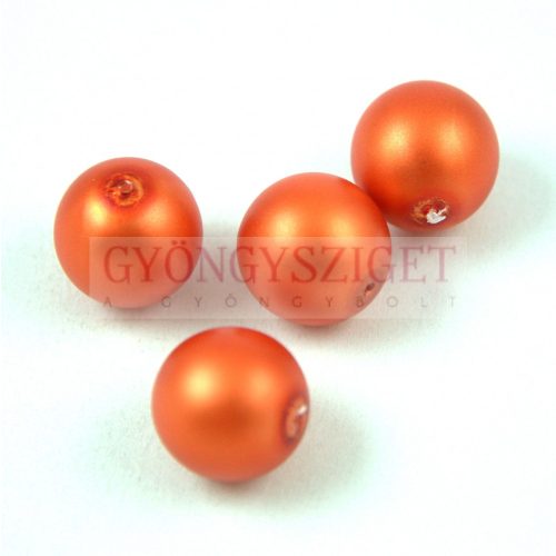 Czech Pressed Round Glass Bead - Matte Pearl Orange - 10mm