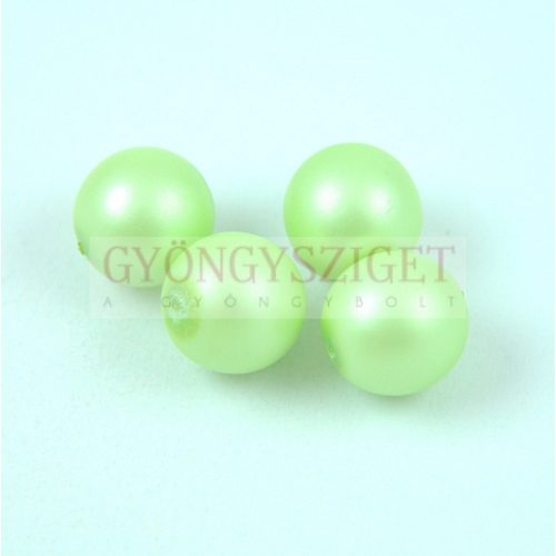 Czech Pressed Round Glass Bead - Matte Pearl Powder Light Green - 10mm
