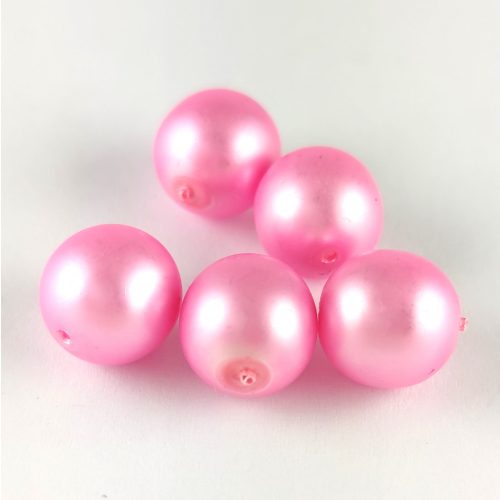 Czech Pressed Round Glass Bead - Matte Pearl Powder Pink - 10mm