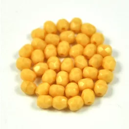 Czech Firepolished Round Glass Bead - opaque caramel-3mm