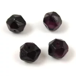   Czech Firepolished Round Glass Bead - English cut - dark amethyst - 10mm