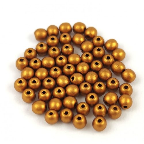 Czech Pressed Round Glass Bead - Bronze Gold Mat - 2.5mm