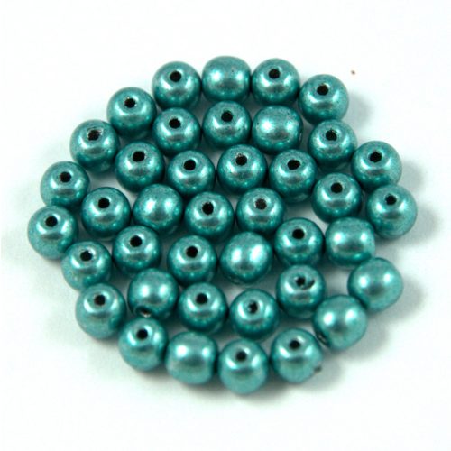 Czech Pressed Round Glass Bead - saturated metallic teal - 2.5mm