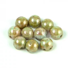   Czech Mates kétlyukú kaboson  - Alabaster Green Brown Marble - 7mm