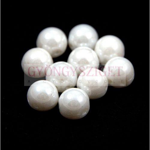 Czech Mates 2hole cabochon  - White Luster - 7mm