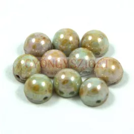   Czech Mates kétlyukú kaboson  - Green Lustered Brown marble - 7mm