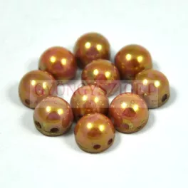   Czech Mates kétlyukú kaboson  - Opaque Rose Gold Topaz Luster - 7mm