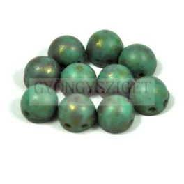   Czech Mates kétlyukú kaboson  - Matte Turquoise Green Picasso - 7mm