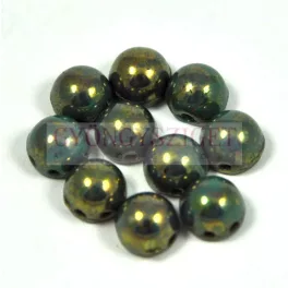   Czech Mates kétlyukú kaboson  - Persian Turquoise Bronze Picasso - 7mm