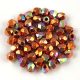 Czech Firepolished Round Glass Bead - Crystal Orange Copper - 2mm