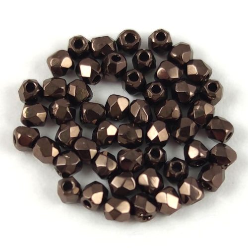 Czech Firepolished Round Glass Bead - Dark Bronze - 2mm