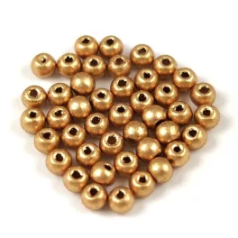 Czech Pressed Round Glass Bead - Aztec Gold - 2mm