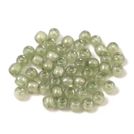 Czech Pressed Round Glass Bead - crystal green luster - 2mm