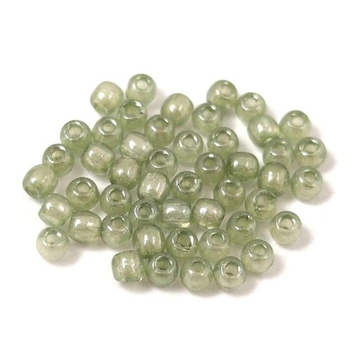 Czech Pressed Round Glass Bead - crystal green luster - 2mm