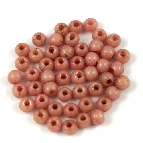 Czech Pressed Round Glass Bead - Alabaster Rose Luster - 2mm