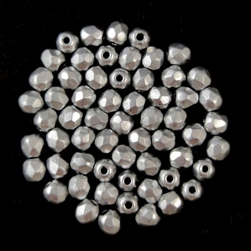 Czech Firepolished Round Glass Bead - Aluminium - 3mm