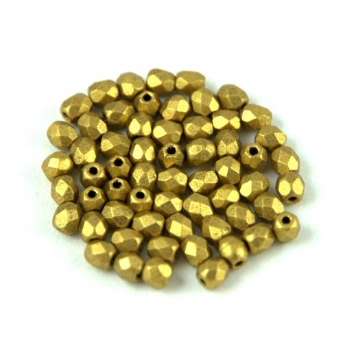 Czech Firepolished Round Glass Bead - Olive Gold - 3mm