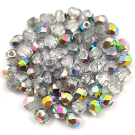Czech Firepolished Round Glass Bead - crystal-vitral-3mm