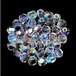Czech Firepolished Round Glass Bead - crystal ab-3mm