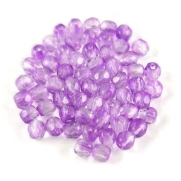   Czech Firepolished Round Glass Bead - Crystal Amethyst Blend - 3mm