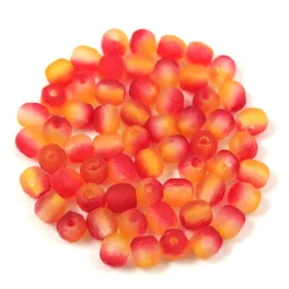   Czech Firepolished Round Glass Bead - Crystal Matt Cherry Orange Blend - 3mm