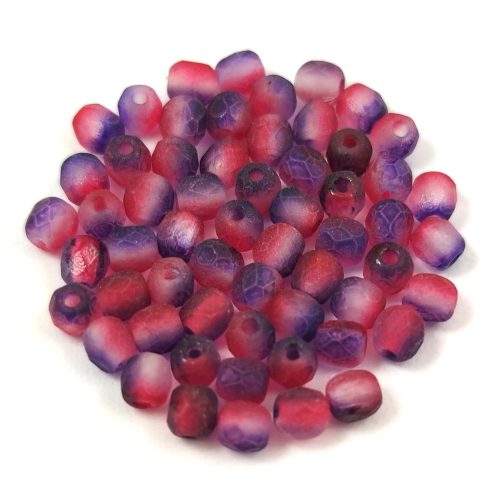 Czech Firepolished Round Glass Bead - Crystal Matt Cherry Purple Blend - 3mm