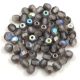 Czech Firepolished Round Glass Bead - crystal mattee graphite rainbow - 3mm