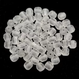 Czech Firepolished Round Glass Bead - Crystal Matte - 3mm