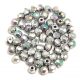 Czech Firepolished Round Glass Bead - Crystal Glittery Silver - 3mm